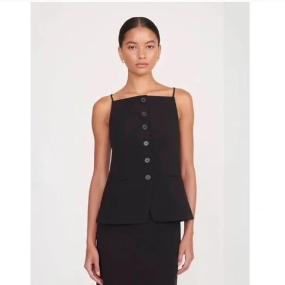 STAUD Una Top / Vest • Size S • Black • NWT (Extra Button Included) - Picture 4 of 10